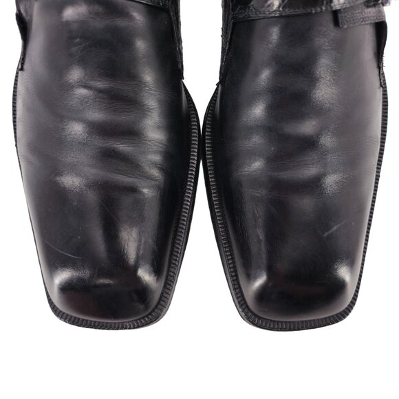 Cesare Paciotti Mens 12 Italy Black Leather Alligator Monk Loafers Dress Shoes - Picture 8 of 12